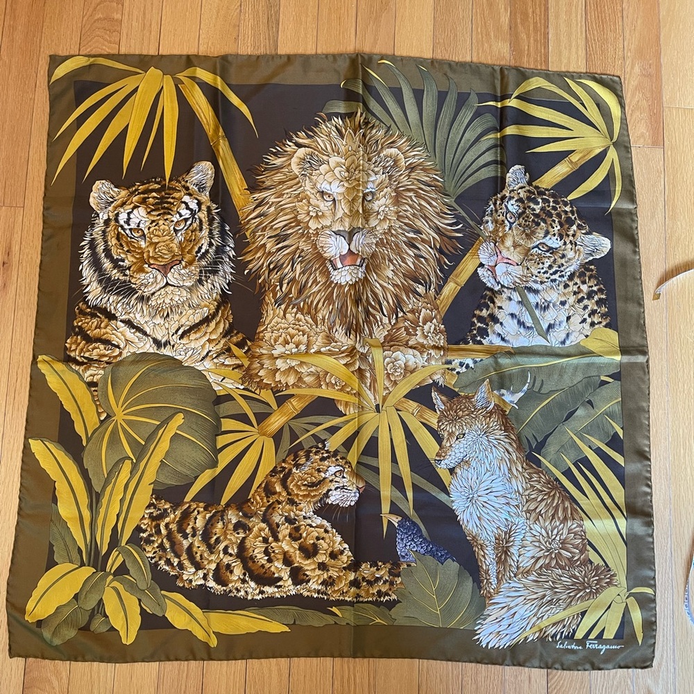 Salvatore Ferragamo silk lion scarf